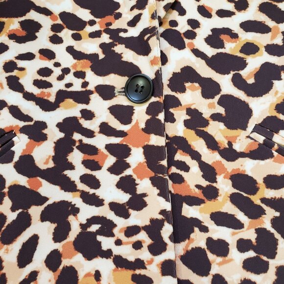 Boston Proper Beyond Travel Animal Print Cold Shoulder Blazer Size 12 - Picture 9 of 12